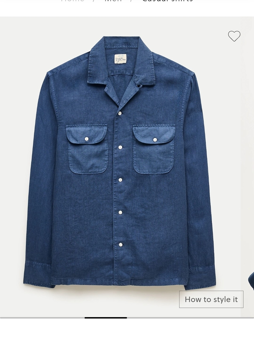 J. Crew Classic Linen Navy Blue 2 Pockets Button-Front Men Shirt Size S NEW